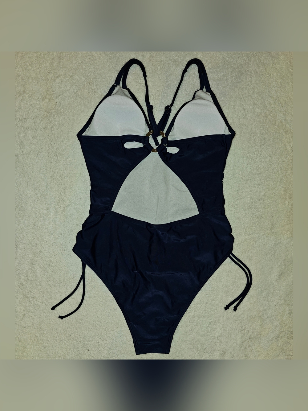 Navy Ruched One-Piece Swimsuit - Picture 2 of 8